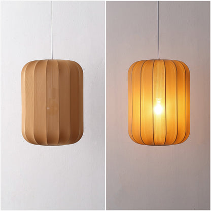 Aurelia 13.75" 1-Light Scandinavian Japandi Adjustable Lantern Metal with Ribbed Cocoon Capsule Shade LED Pendant