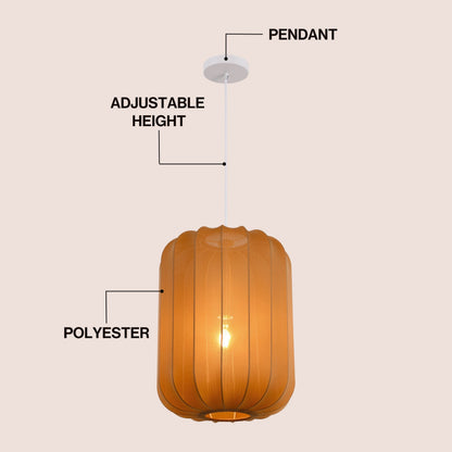 Aurelia 13.75" 1-Light Scandinavian Japandi Adjustable Lantern Metal with Ribbed Cocoon Capsule Shade LED Pendant