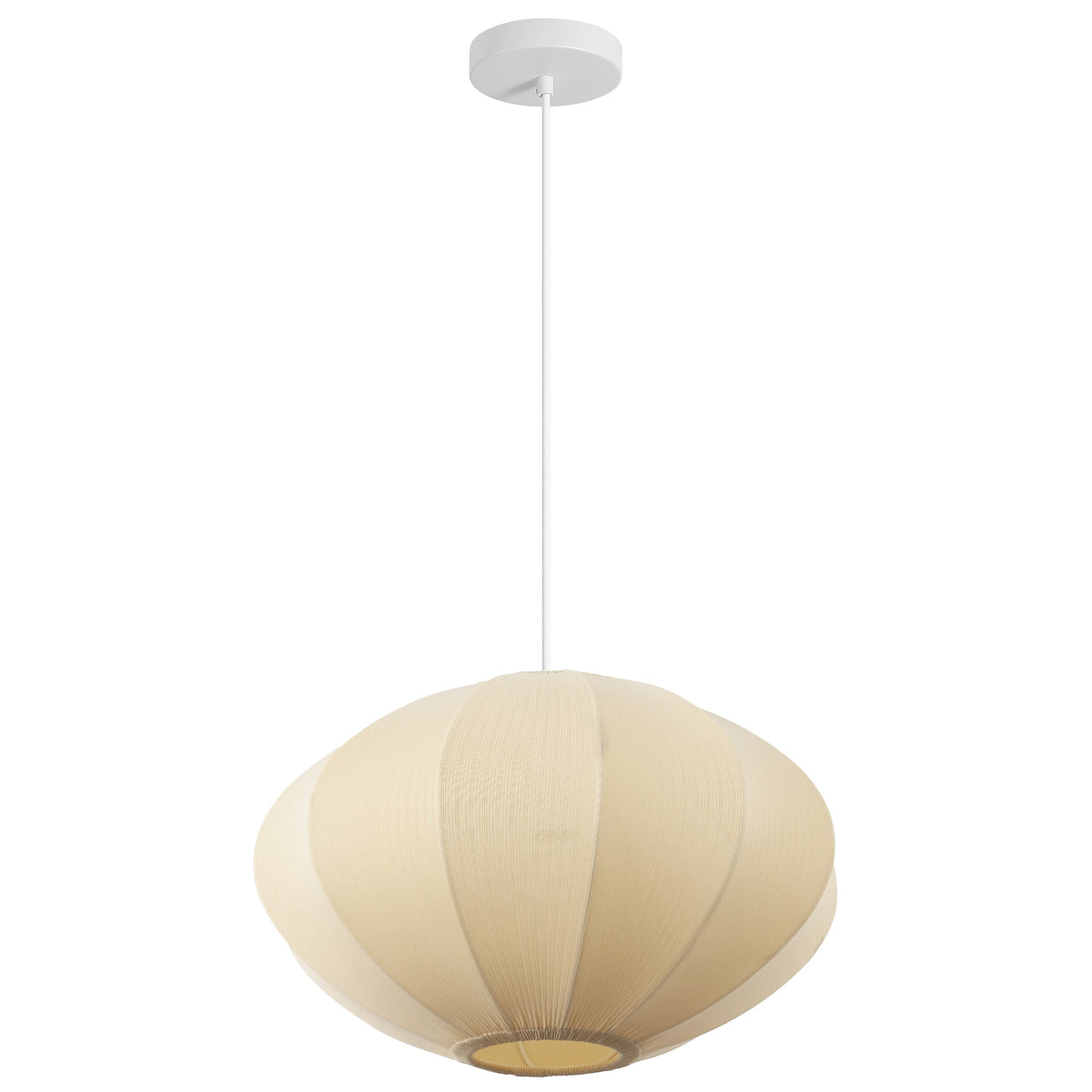 Kira 18.38" 1-Light Scandinavian Japandi Adjustable Lantern Metal with Ribbed Cocoon UFO Saucer Shade LED Pendant