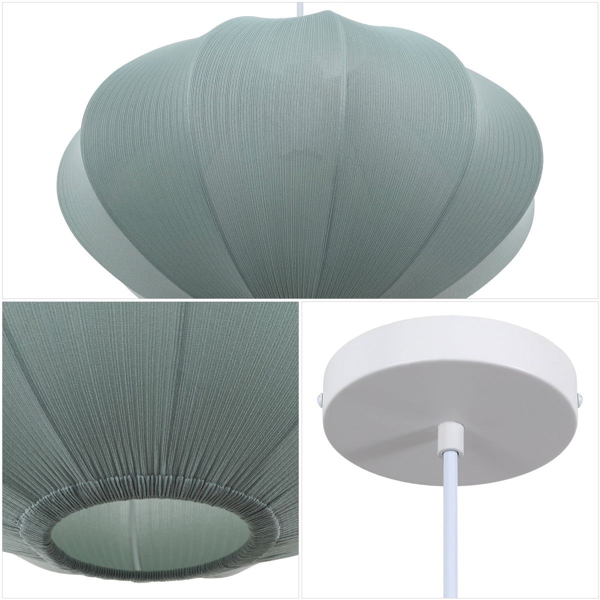 Kira 18.38" 1-Light Scandinavian Japandi Adjustable Lantern Metal with Ribbed Cocoon UFO Saucer Shade LED Pendant
