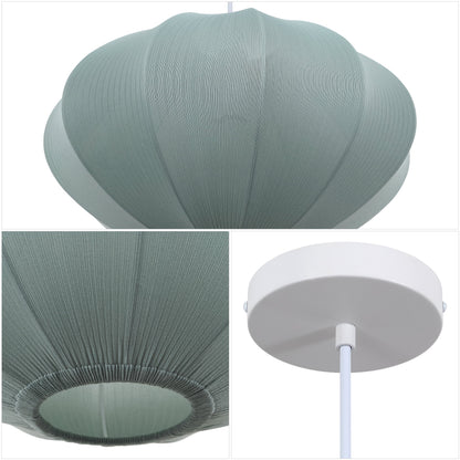 Kira 18.38" 1-Light Scandinavian Japandi Adjustable Lantern Metal with Ribbed Cocoon UFO Saucer Shade LED Pendant