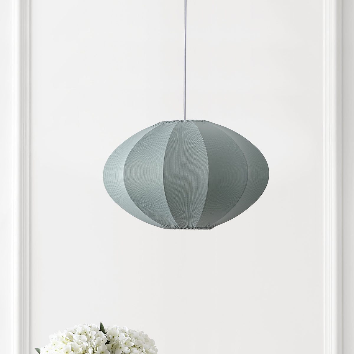 Kira 18.38" 1-Light Scandinavian Japandi Adjustable Lantern Metal with Ribbed Cocoon UFO Saucer Shade LED Pendant