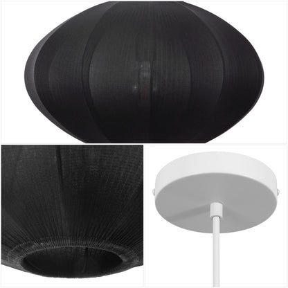 Kira 18.38" 1-Light Scandinavian Japandi Adjustable Lantern Metal with Ribbed Cocoon UFO Saucer Shade LED Pendant