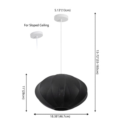 Kira 18.38" 1-Light Scandinavian Japandi Adjustable Lantern Metal with Ribbed Cocoon UFO Saucer Shade LED Pendant