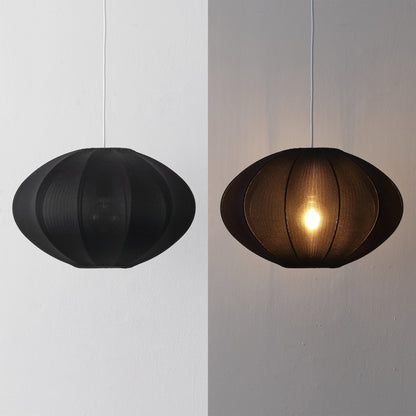 Kira 18.38" 1-Light Scandinavian Japandi Adjustable Lantern Metal with Ribbed Cocoon UFO Saucer Shade LED Pendant