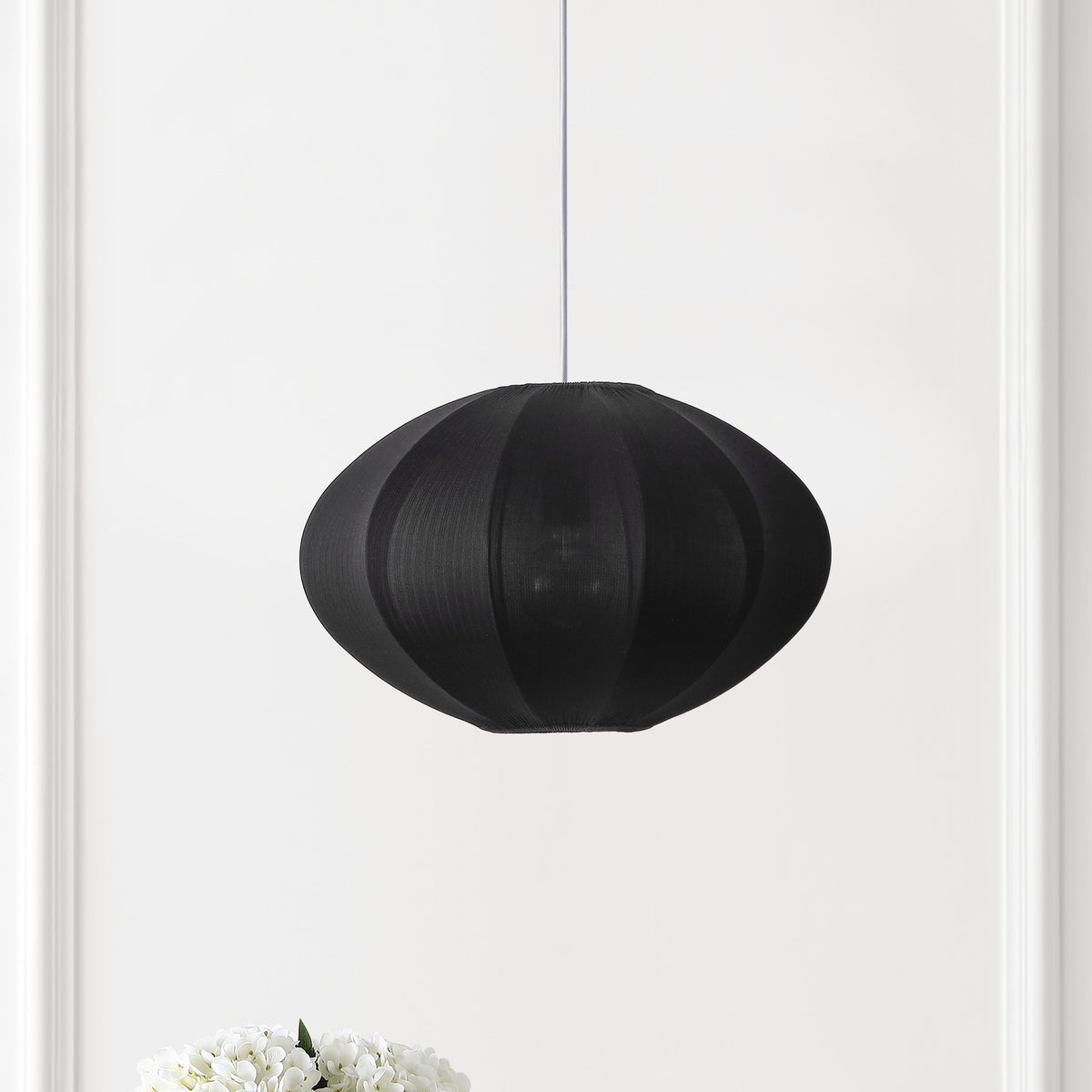 Kira 18.38" 1-Light Scandinavian Japandi Adjustable Lantern Metal with Ribbed Cocoon UFO Saucer Shade LED Pendant