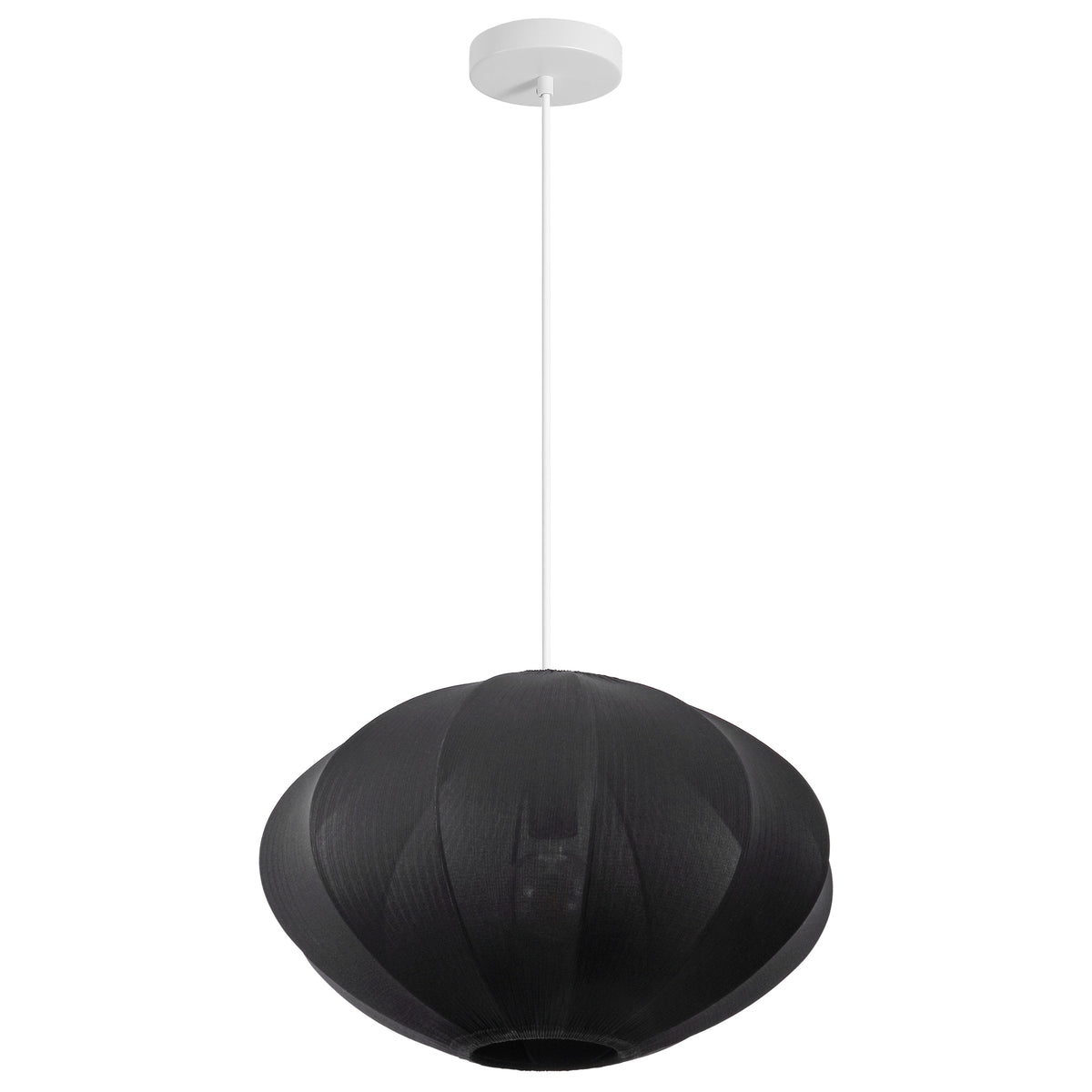 Kira 18.38" 1-Light Scandinavian Japandi Adjustable Lantern Metal with Ribbed Cocoon UFO Saucer Shade LED Pendant