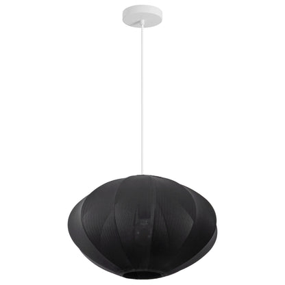 Kira 18.38" 1-Light Scandinavian Japandi Adjustable Lantern Metal with Ribbed Cocoon UFO Saucer Shade LED Pendant