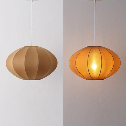 Kira 18.38" 1-Light Scandinavian Japandi Adjustable Lantern Metal with Ribbed Cocoon UFO Saucer Shade LED Pendant