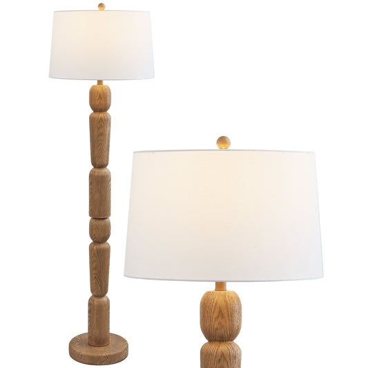 Rustara 61.5" Cottage Farmhouse Turned Resin/Iron LED Floor Lamp