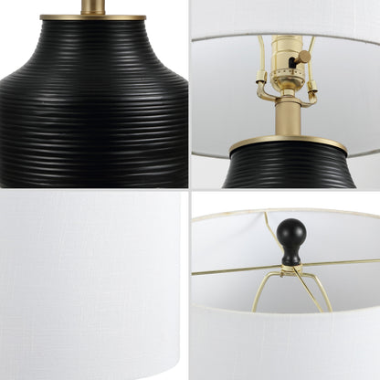 Malone 20" Modern Transitional Ribbed Tapered Ginger Jar Resin/Metal LED Table Lamp