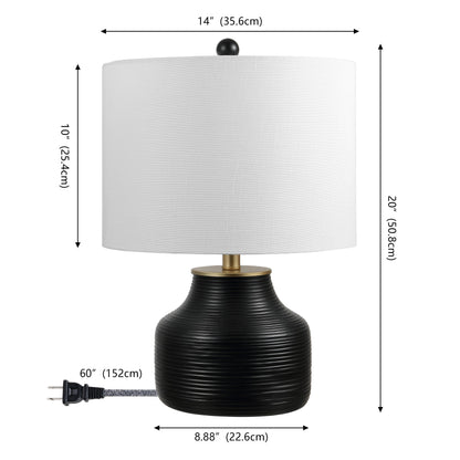Malone 20" Modern Transitional Ribbed Tapered Ginger Jar Resin/Metal LED Table Lamp