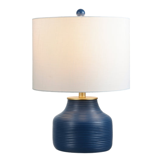 Malone 20" Modern Transitional Ribbed Tapered Ginger Jar Resin/Metal LED Table Lamp