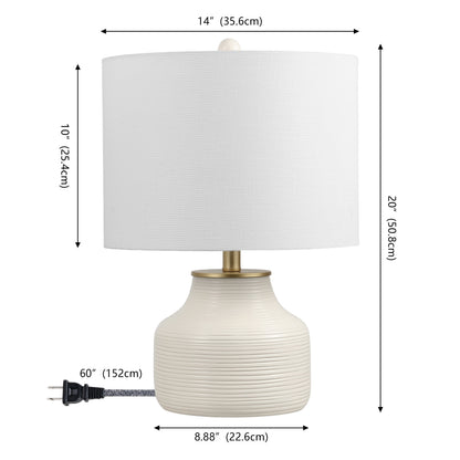 Malone 20" Modern Transitional Ribbed Tapered Ginger Jar Resin/Metal LED Table Lamp