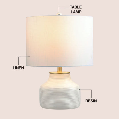 Malone 20" Modern Transitional Ribbed Tapered Ginger Jar Resin/Metal LED Table Lamp