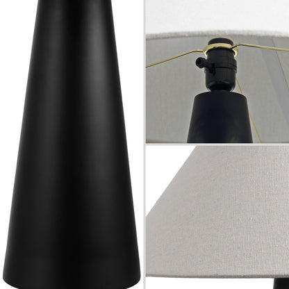 Harrison 22.5" Modern Contemporary Sculptural Tapered Cone Resin LED Table Lamp, Matte Black (Set of 2)