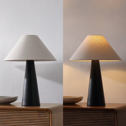 Harrison 22.5" Modern Contemporary Sculptural Tapered Cone Resin LED Table Lamp, Matte Black (Set of 2)