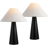 Harrison 22.5" Modern Contemporary Sculptural Tapered Cone Resin LED Table Lamp, Matte Black (Set of 2)