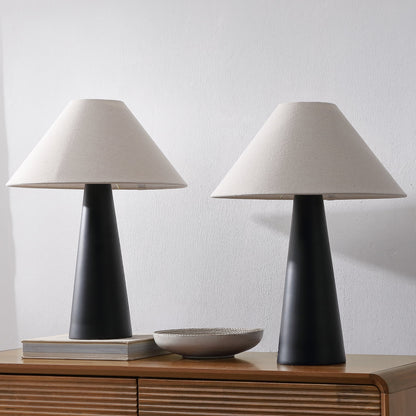 Harrison 22.5" Modern Contemporary Sculptural Tapered Cone Resin LED Table Lamp, Matte Black (Set of 2)