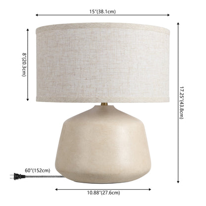 Mikel 17.25" Organic Modern Tapered Sculptural Textured Ceramic-Look Resin LED Table Lamp, Cream (Set of 2)