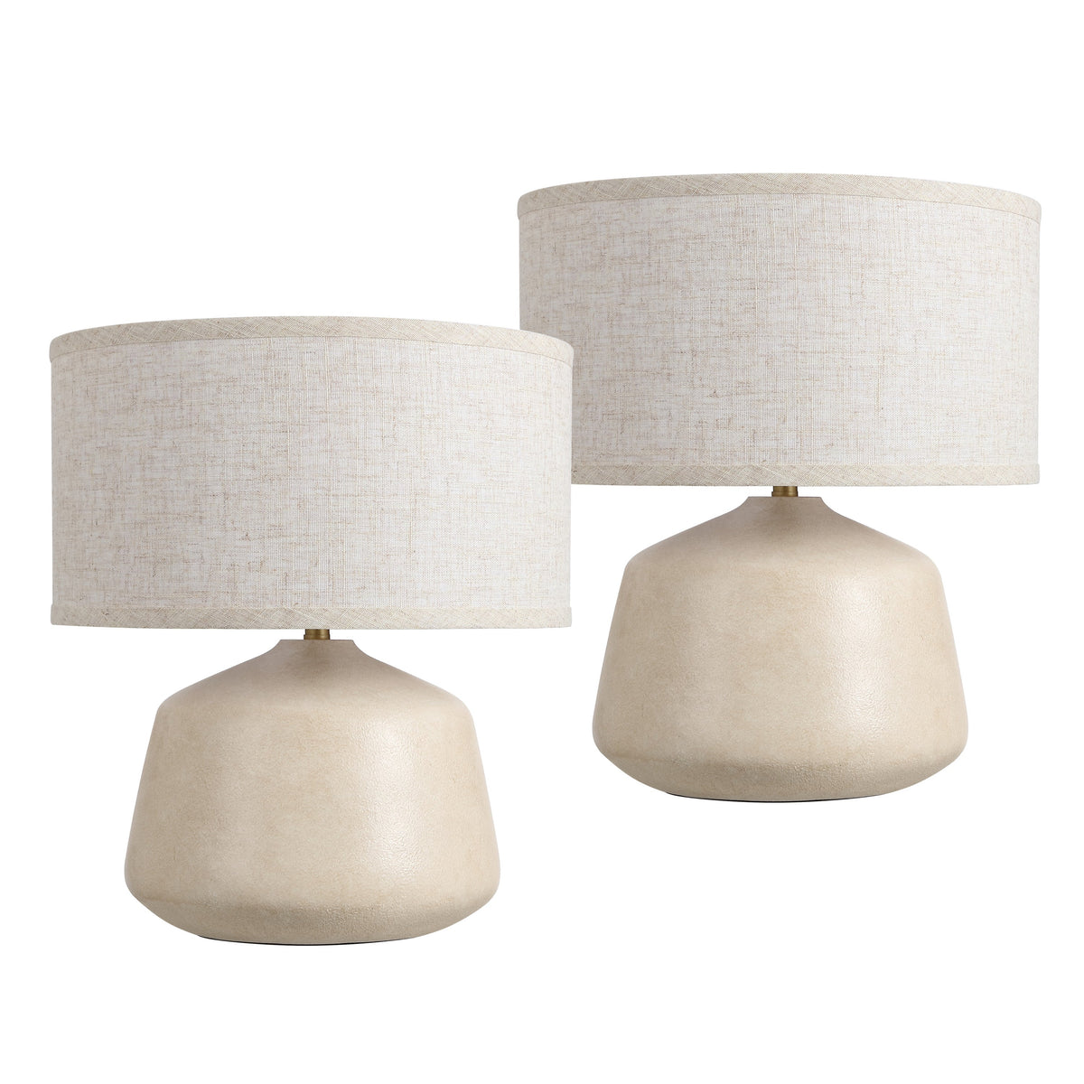 Mikel 17.25" Organic Modern Tapered Sculptural Textured Ceramic-Look Resin LED Table Lamp, Cream (Set of 2)
