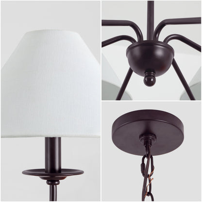 Phoebe 41.5" 6-Light Grand French Country Farmhouse Adjustable Swooping Arm Candle-Style Metal LED Chandelier