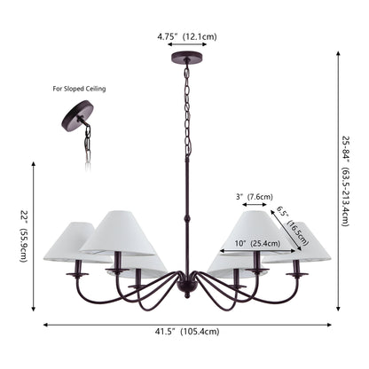 Phoebe 41.5" 6-Light Grand French Country Farmhouse Adjustable Swooping Arm Candle-Style Metal LED Chandelier
