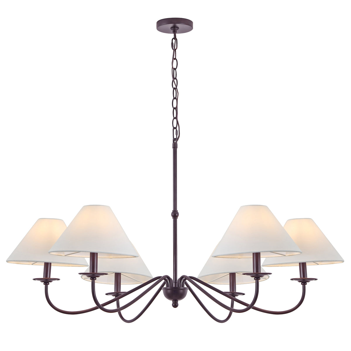 Phoebe 41.5" 6-Light Grand French Country Farmhouse Adjustable Swooping Arm Candle-Style Metal LED Chandelier