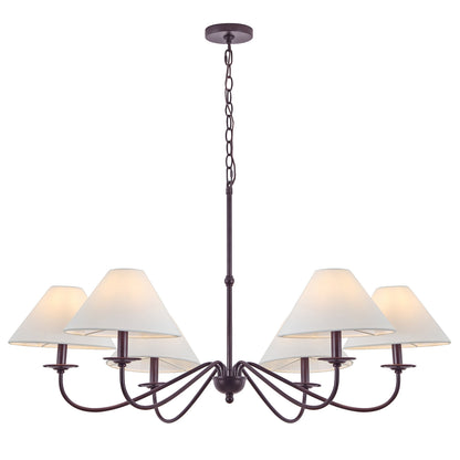 Phoebe 41.5" 6-Light Grand French Country Farmhouse Adjustable Swooping Arm Candle-Style Metal LED Chandelier