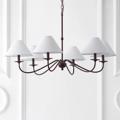 Phoebe 41.5" 6-Light Grand French Country Farmhouse Adjustable Swooping Arm Candle-Style Metal LED Chandelier