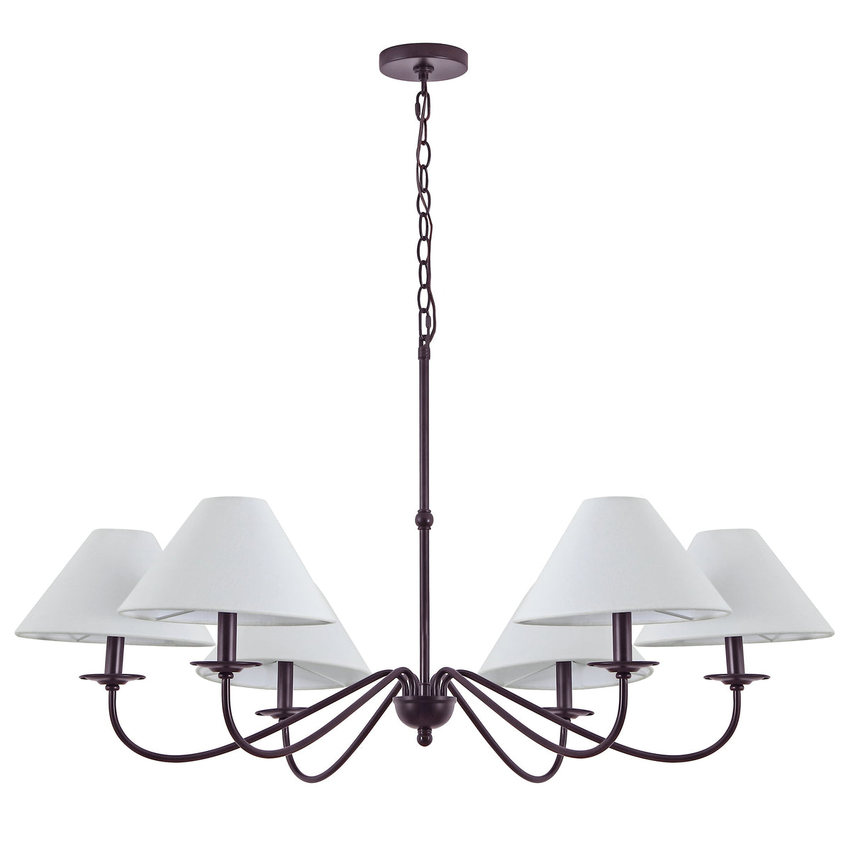 Phoebe 41.5" 6-Light Grand French Country Farmhouse Adjustable Swooping Arm Candle-Style Metal LED Chandelier