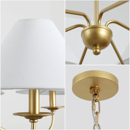 Phoebe 41.5" 6-Light Grand French Country Farmhouse Adjustable Swooping Arm Candle-Style Metal LED Chandelier
