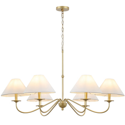 Phoebe 41.5" 6-Light Grand French Country Farmhouse Adjustable Swooping Arm Candle-Style Metal LED Chandelier