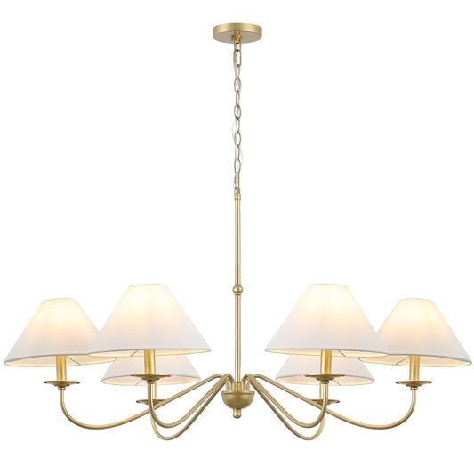 Phoebe 41.5" 6-Light Grand French Country Farmhouse Adjustable Swooping Arm Candle-Style Metal LED Chandelier