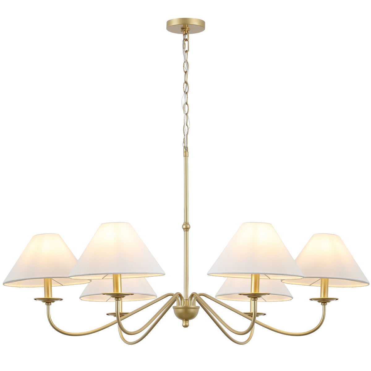 Phoebe 41.5" 6-Light Grand French Country Farmhouse Adjustable Swooping Arm Candle-Style Metal LED Chandelier