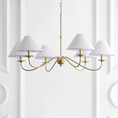 Phoebe 41.5" 6-Light Grand French Country Farmhouse Adjustable Swooping Arm Candle-Style Metal LED Chandelier