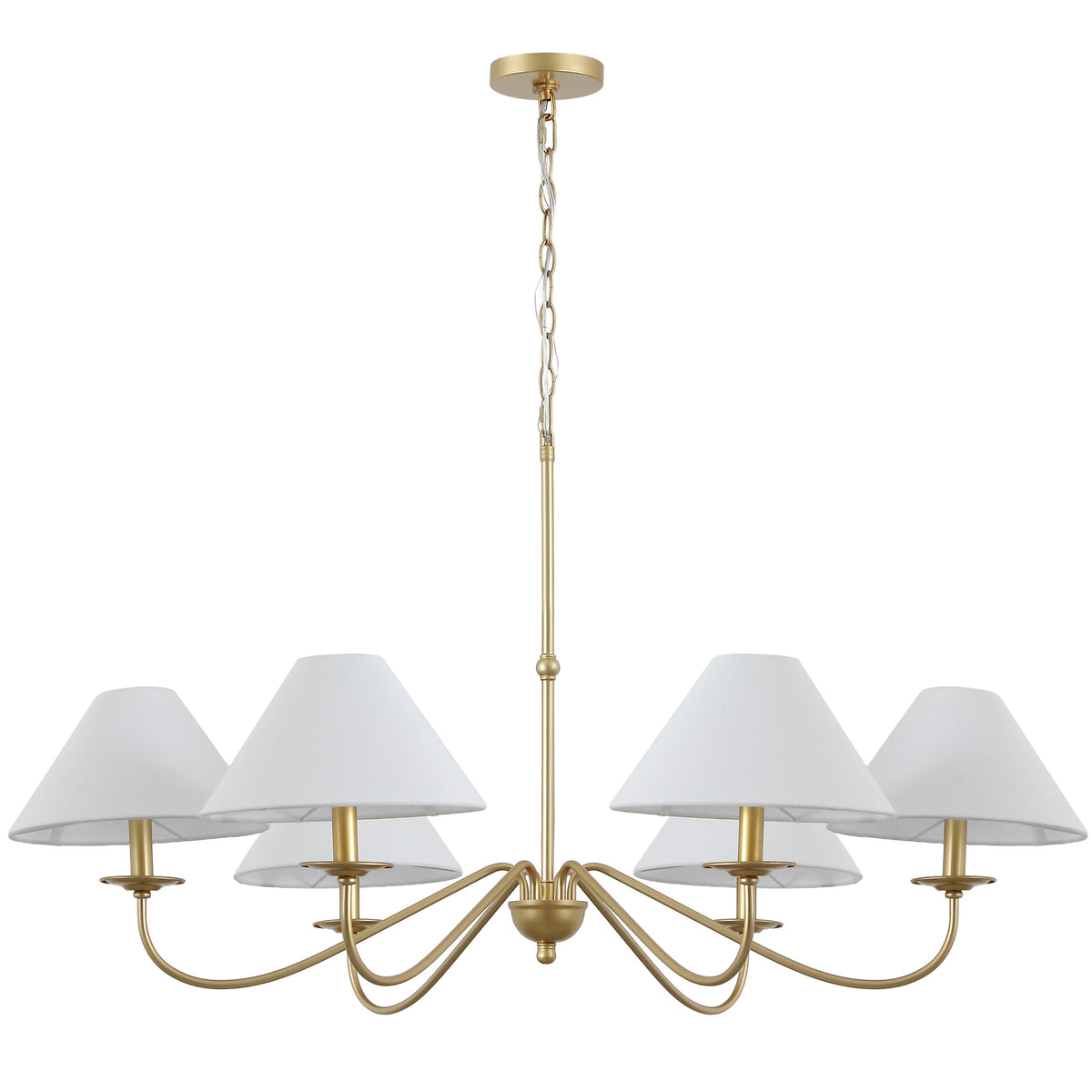 Phoebe 41.5" 6-Light Grand French Country Farmhouse Adjustable Swooping Arm Candle-Style Metal LED Chandelier
