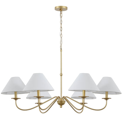 Phoebe 41.5" 6-Light Grand French Country Farmhouse Adjustable Swooping Arm Candle-Style Metal LED Chandelier